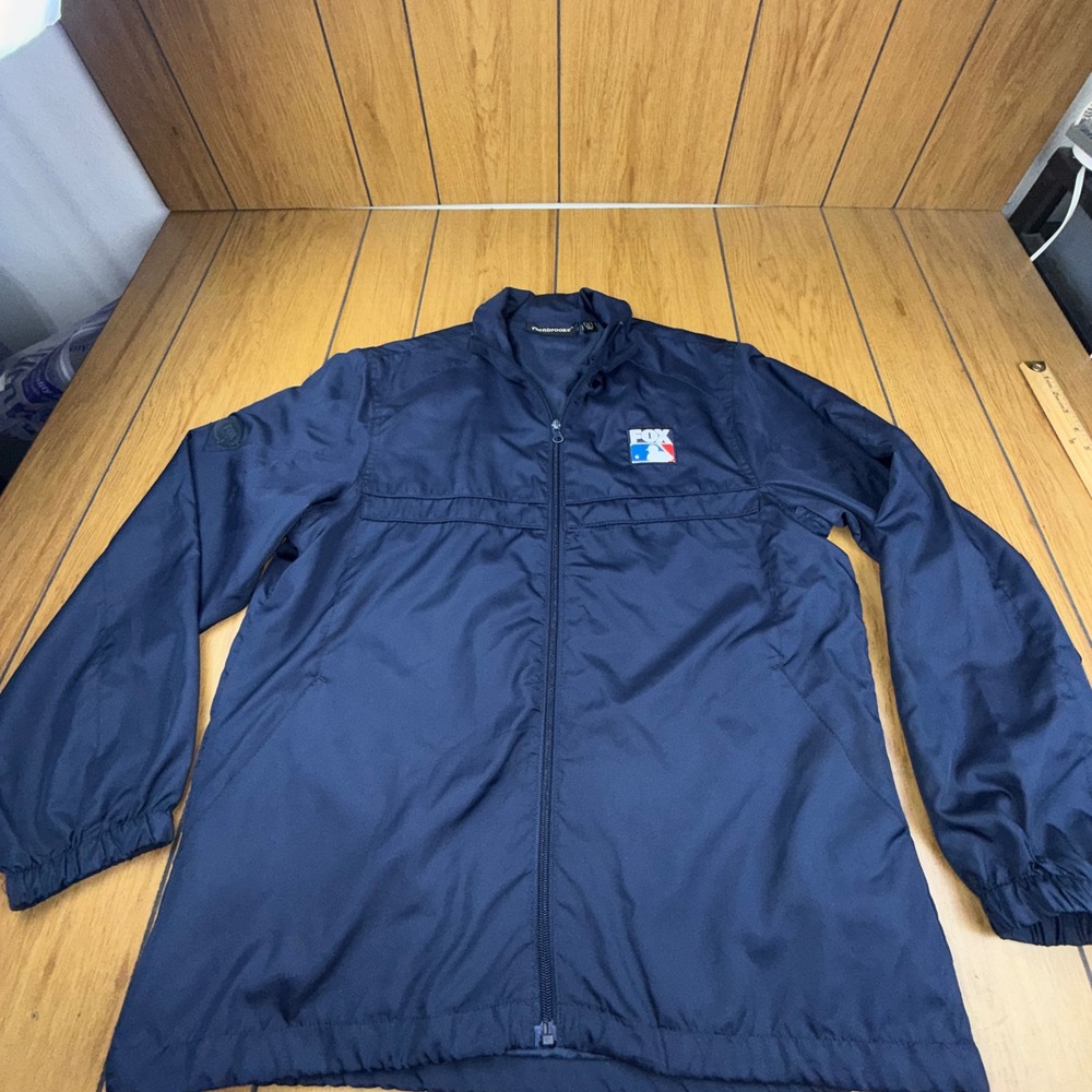Dunbrooke Mens‎ Fox Sports MLB Windbreaker Jacket Navy Blue Medium Full Zip